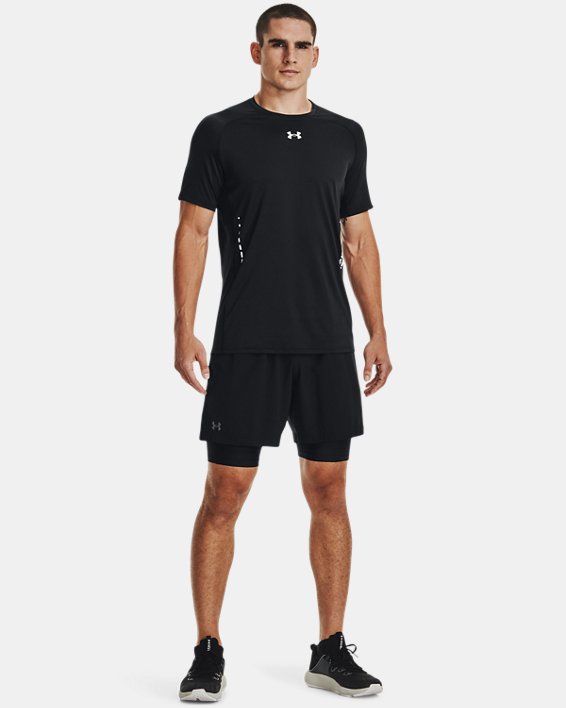 Men's HeatGear® Vent Fitted Short Sleeve, Black, pdpMainDesktop image number 2